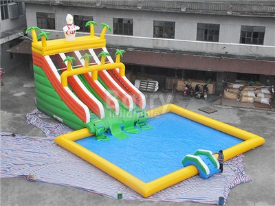 Ultimate Inflatable Backyard Water Park ,Superman Water Slide Inflatable Park For Summer BY-AWP-118